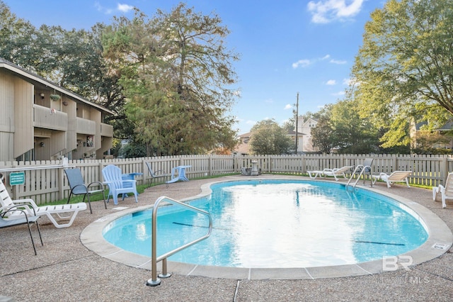 view of swimming pool with a patio