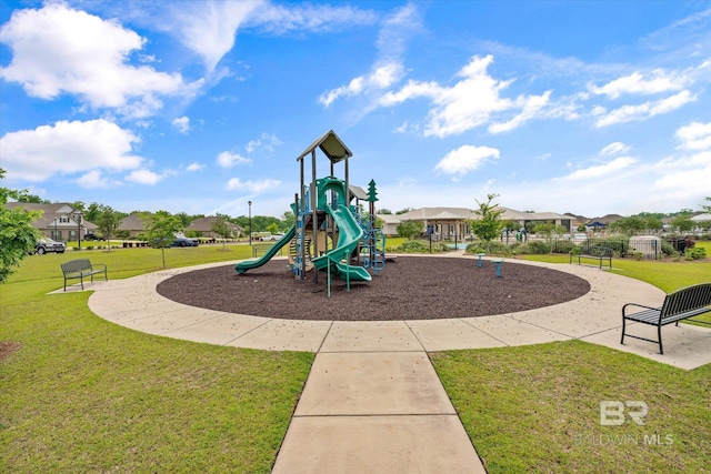 community playground with a lawn