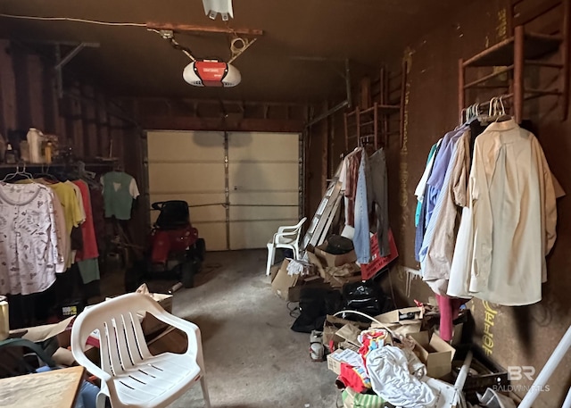 garage with a garage door opener