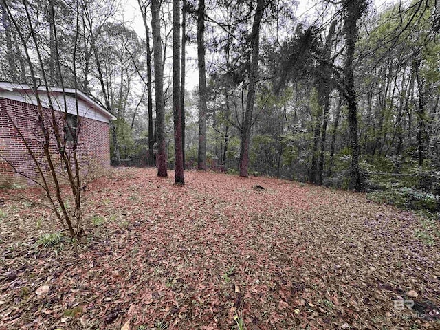 view of yard featuring a view of trees