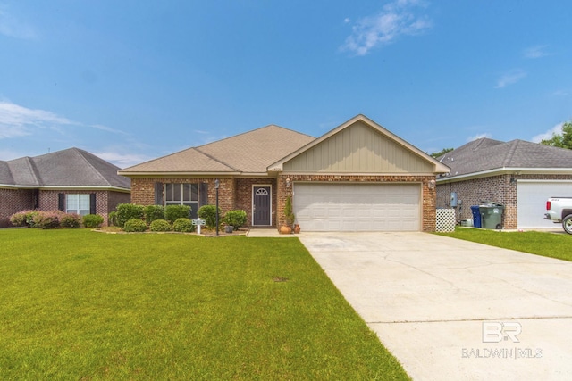 4005 Serene Ct, Foley, AL 36535 - single story home featuring a garage, driveway, brick siding, and a front yard