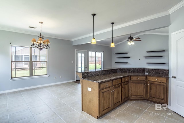 4005 Serene Ct, Foley, AL 36535 - kitchen featuring crown molding, decorative light fixtures, light tile patterned flooring, and visible vents