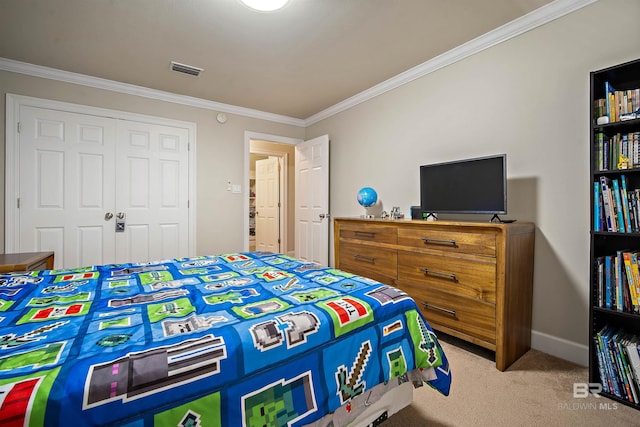 14 General Canby Dr, Spanish Fort, AL 36527 - bedroom with crown molding, light carpet, and a closet