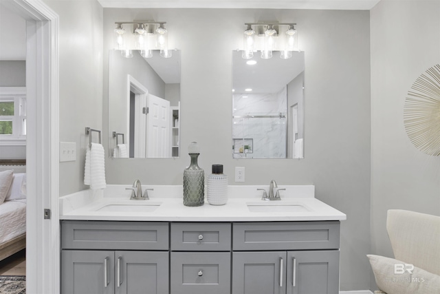 300 Indian Creek Dr, Mobile, AL 36607 - bathroom with ensuite bath, a marble finish shower, and double vanity