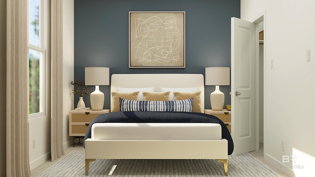 bedroom with carpet and baseboards