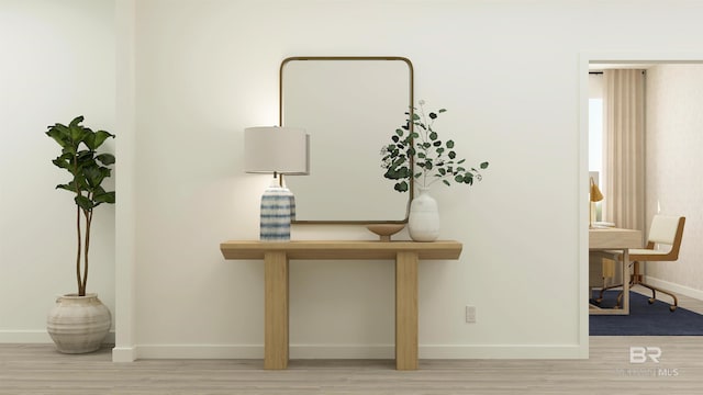 room details featuring baseboards and wood finished floors