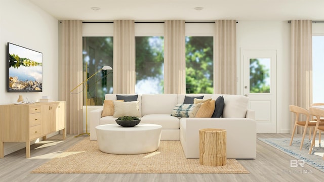 sitting room featuring light wood-style flooring