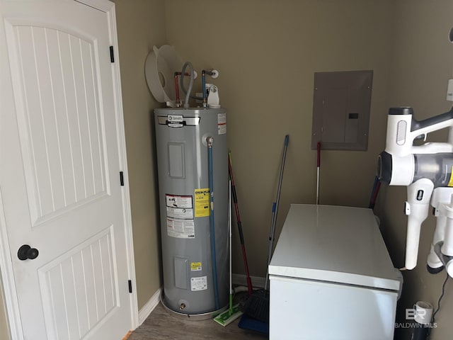 utilities featuring electric panel and water heater