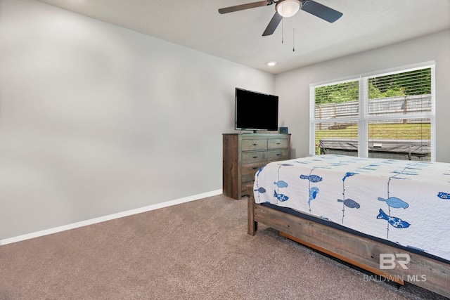 2526 E Windmere Dr, Semmes, AL 36575 - bedroom with carpet flooring, baseboards, recessed lighting, and ceiling fan
