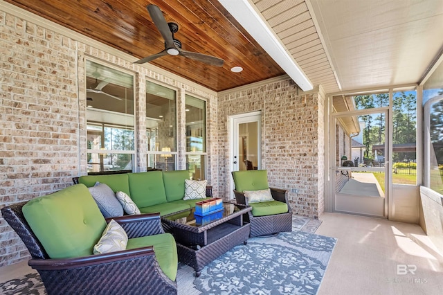 view of patio / terrace featuring outdoor lounge area and ceiling fan