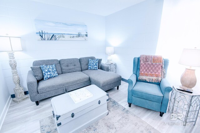 living area with light wood finished floors