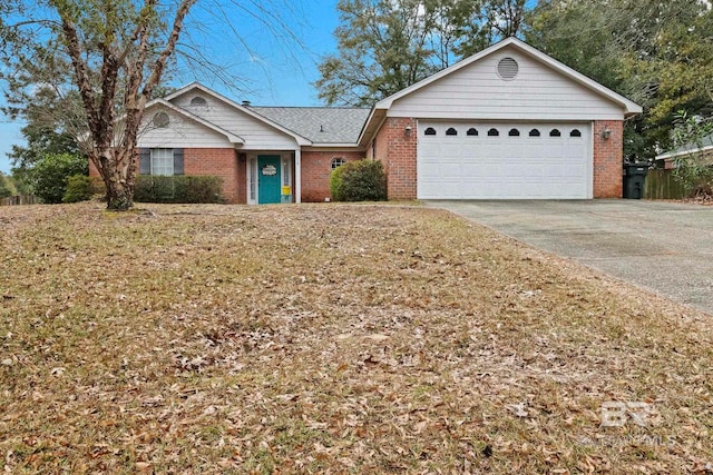 single story home with a front lawn and a garage