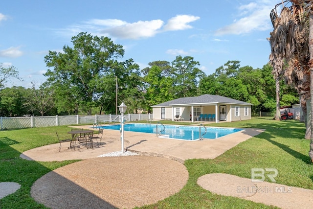 1180 Dawes Rd, Mobile, AL 36695 - view of swimming pool with a lawn, fence, a patio, and a fenced in pool