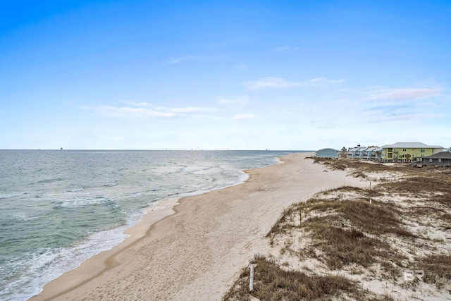 view of water feature with a view of the beach