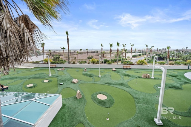 view of community featuring view of golf course