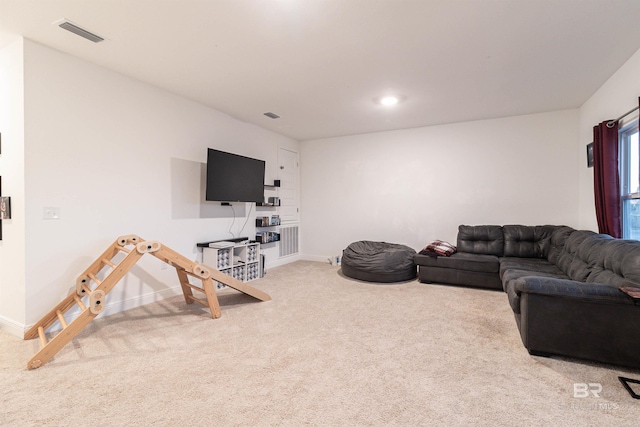 living room with carpet flooring