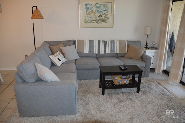 tiled living room with baseboards