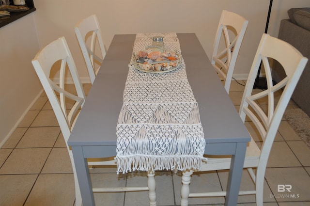 tiled dining space with baseboards