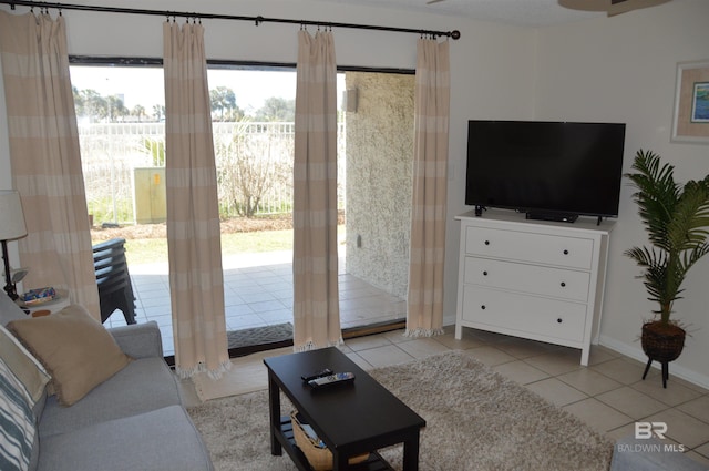 view of tiled living room