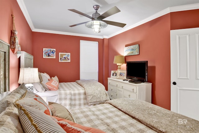 24900 Perdido Beach Blvd Unit 402, Orange Beach, AL 36561 - bedroom with a ceiling fan and ornamental molding