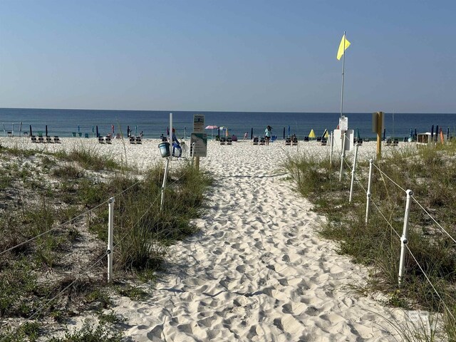 property view of water with a beach view