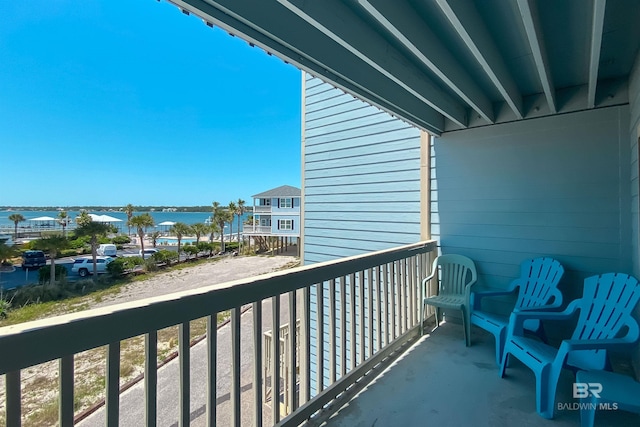 balcony with a water view