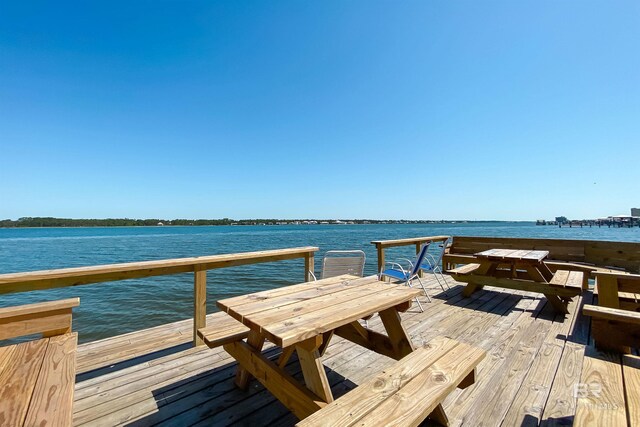 dock area featuring a water view