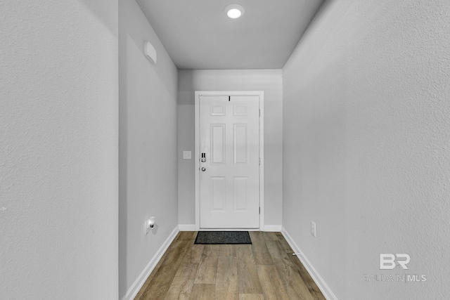 doorway with hardwood / wood-style floors