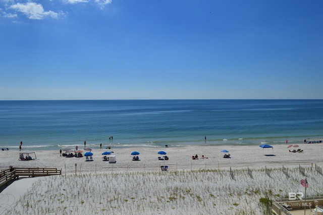 view of water feature featuring a view of the beach