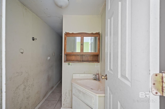 bathroom featuring vanity and tile patterned flooring