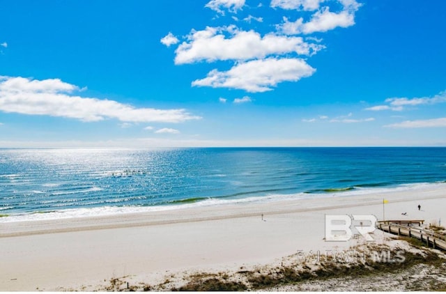 property view of water featuring a view of the beach