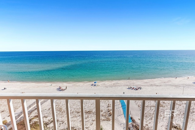 view of water feature with a view of the beach