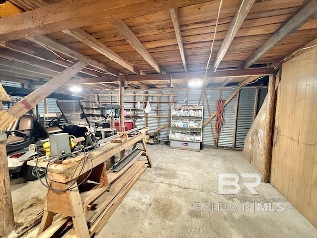 view of unfinished basement
