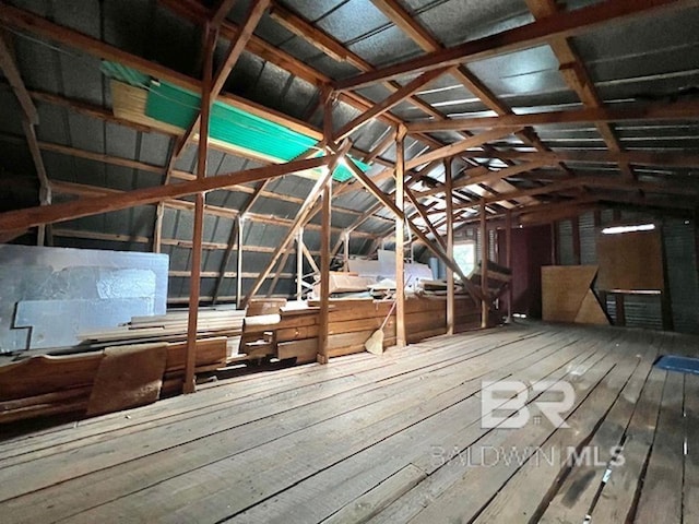 view of unfinished attic