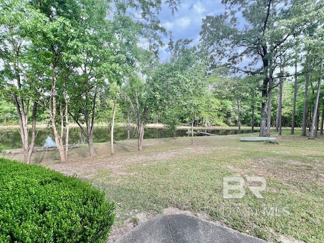 view of yard with a water view