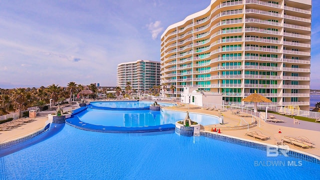 pool with a water view