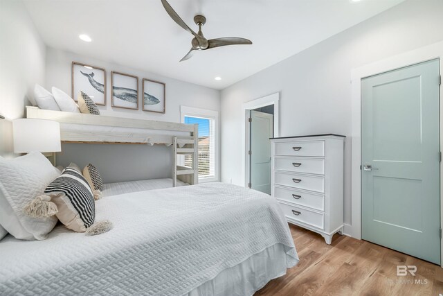 3238 Sea Horse Cir, Gulf Shores, AL 36542 - bedroom featuring ceiling fan, recessed lighting, and wood finished floors