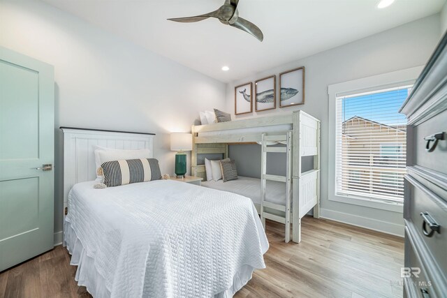 3238 Sea Horse Cir, Gulf Shores, AL 36542 - bedroom with baseboards, recessed lighting, ceiling fan, and wood finished floors