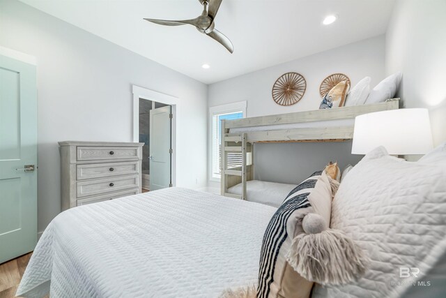 3238 Sea Horse Cir, Gulf Shores, AL 36542 - bedroom featuring ceiling fan, recessed lighting, and wood finished floors
