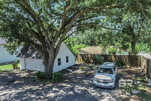 exterior space featuring a garage