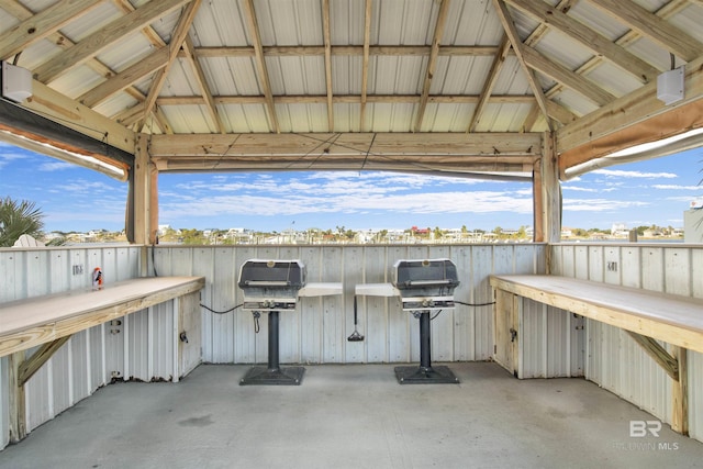 view of patio / terrace featuring area for grilling and a gazebo