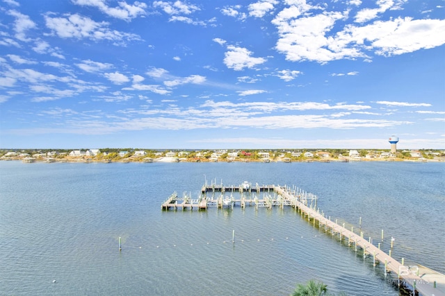 water view with a boat dock