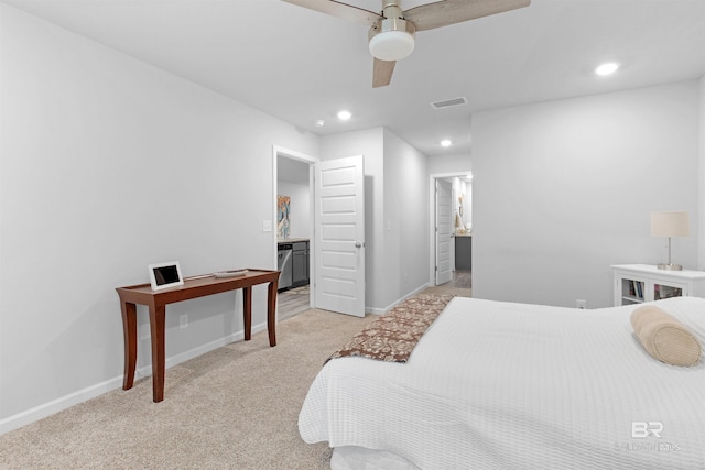 10804 Burlington Way, Mobile, AL 36608 - bedroom featuring recessed lighting, light colored carpet, and a ceiling fan