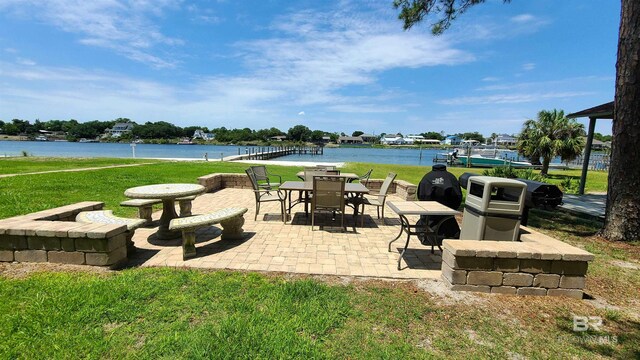 view of patio / terrace with a water view