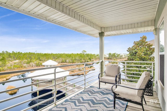 balcony with a water view