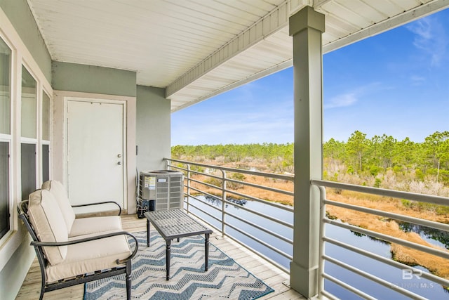 balcony with cooling unit