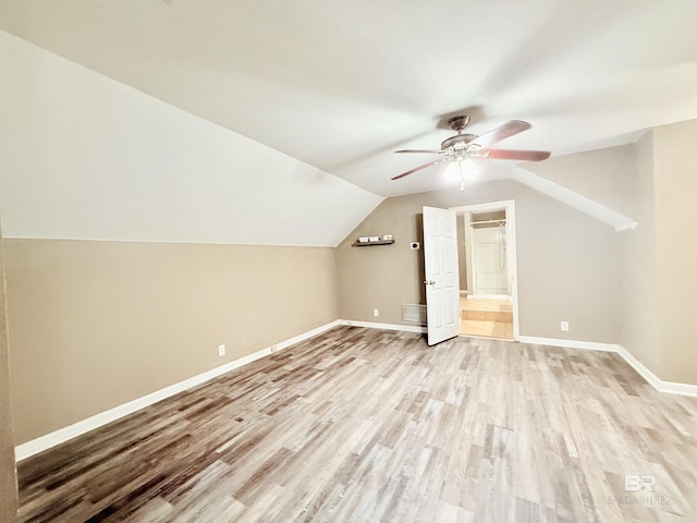 2371 Carriage Dr, Mobile, AL 36693 - additional living space with a ceiling fan, light wood-style floors, and vaulted ceiling