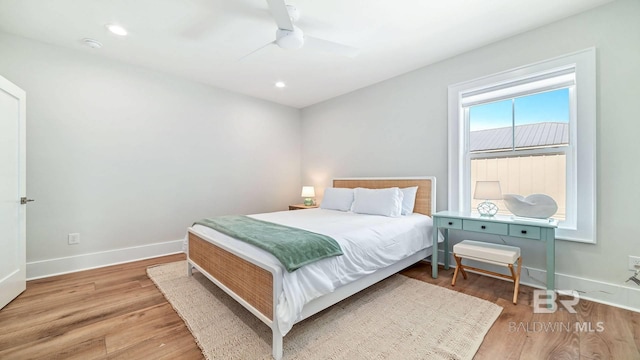 167 E J Cir, Gulf Shores, AL 36542 - bedroom with wood finished floors, baseboards, recessed lighting, and ceiling fan