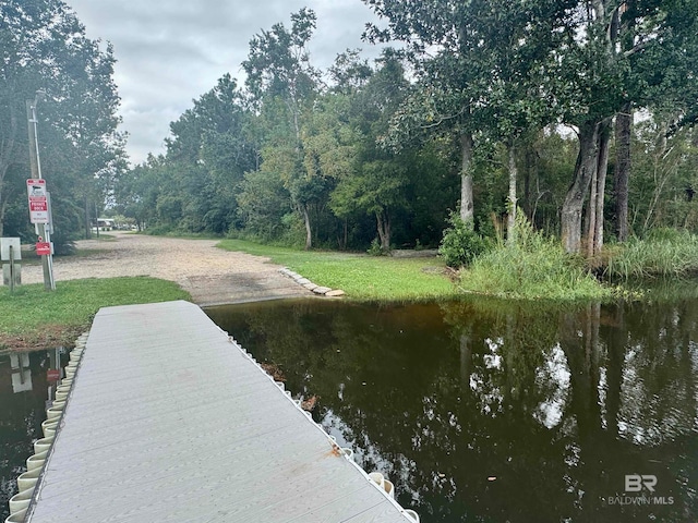 view of dock featuring a water view