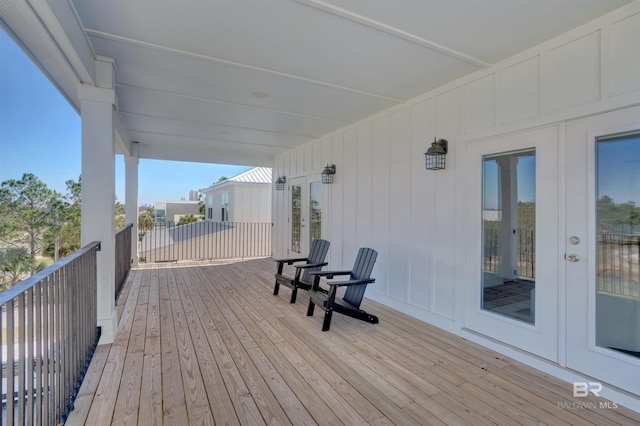 wooden deck with french doors